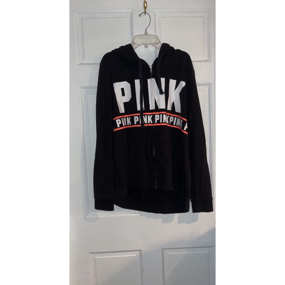 Victoria's Secret PINK Full Zip Black Hoodie Large